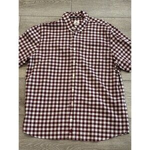 Johnnie O Shirt Mens 2XL Red Plaid Short Sleeve Button Down Hangin Out Cotton